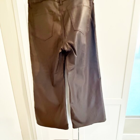 KUT from the Kloth Meg Coated High Waist Wide Leg Cropped Jeans, Chocolate, 12 - Picture 7 of 10